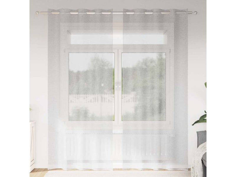 Lot de 2 rideaux en voile, voilage gris clair 245 x 140 cm polyester cf43915 - Conforama B