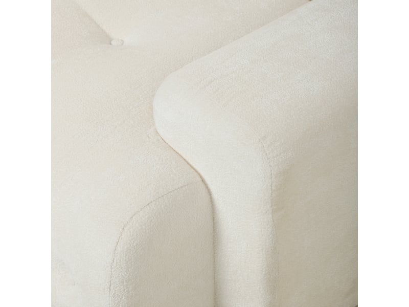  Canapé 3 places design arrondi effet capitonné tissu chenille crème  - Conforama E
