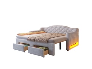 Lit banquette 90x200 cm HOMVRA coloris gris