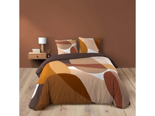 Parure de lit 240 x 220 cm 100% coton 42 fils boogie + drap housse 140 x 190 cm curry