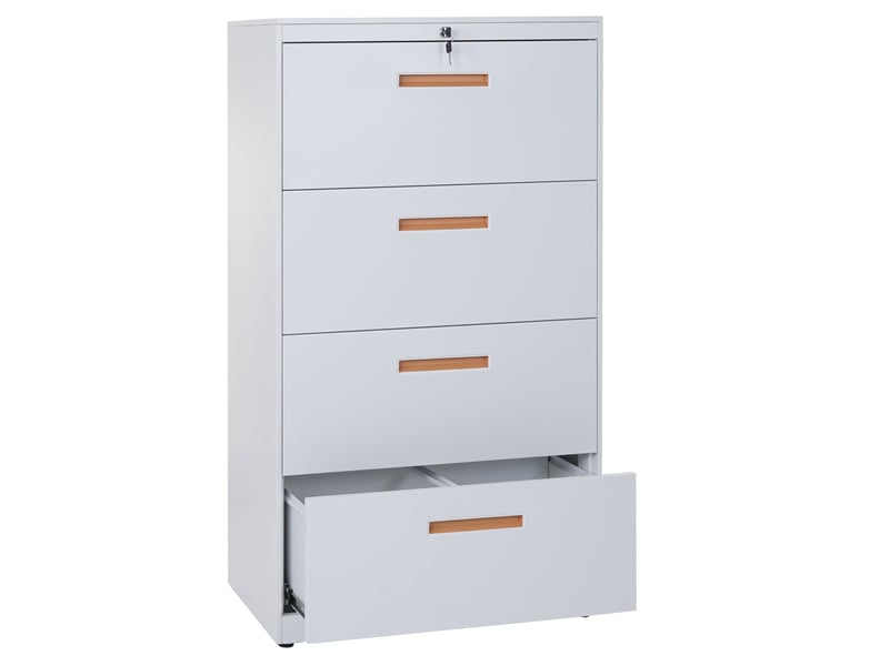  Armoire de bureau avec 4 tiroirs pour documents a4 132 x 76 x 46 cm sécurisée design épuré en acier gris 04_0011185  - Conforama A