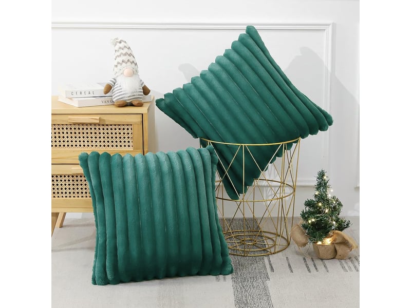  Taie d'oreiller en velours,45 x 45 cm,housse simple face,velours,vert foncé,deux  - Conforama B