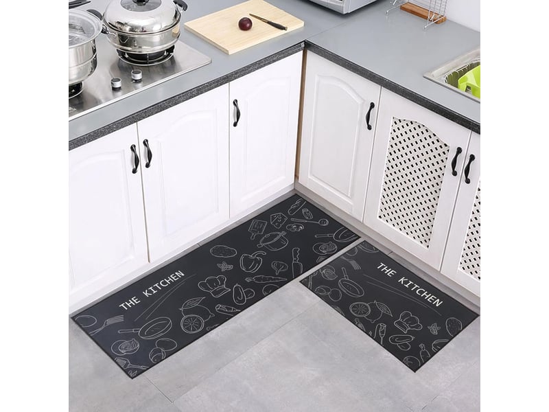  2 pièces tapis de cuisine antidérapant, tapis de cuisine lavable, pour couloir, salle à manger, entrée et tapis de porte, 40x60 + 40x160 cm  - Conforama A