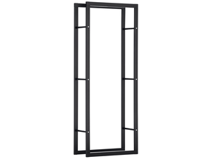 Porte-bûches métal noir, capacité 100 kg, 60 x 25 x 150 cm, intérieur et extérieur