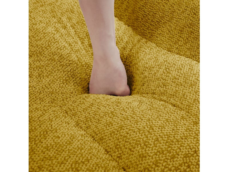  Canapé droit modulable 3 places en tissu bouclette jaune, sans structure, idéal pour le salon familial  - Conforama D