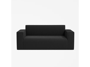 Canapé droit 2 pl 178x86x70 cm, assise profonde confort, sans montage, meuble salon, meuble bureau, velours côtelé noir