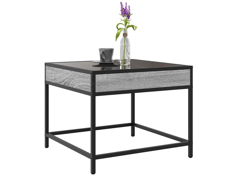 Table basse - table de salon - table à thé avec led infinity sonoma gris 50x50x41 cm - Conforama E