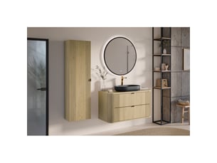Ensemble de salle de bain kori : meuble sous vasque 100cm + plan vasque + colonne de rangement