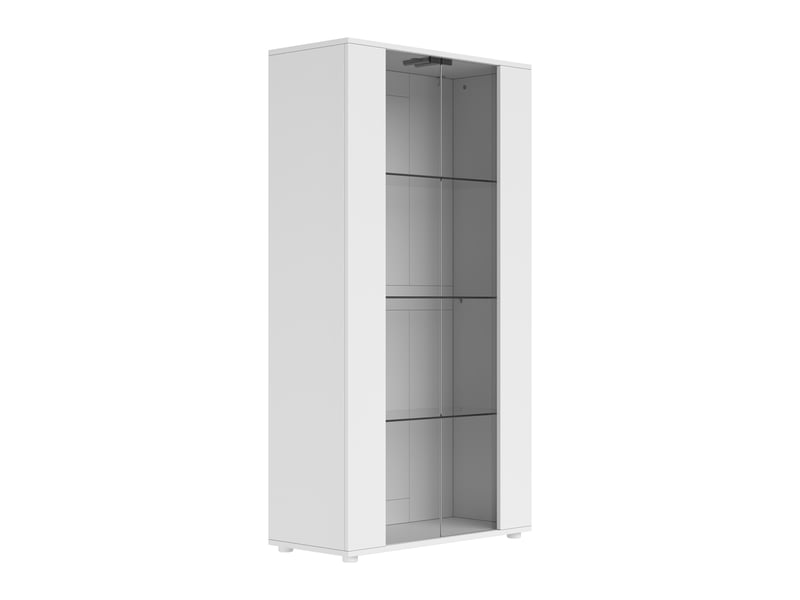  Vitrine de salon 80x36x150cm blanc - armoire d'affichage moderne avec 2 portes vitrées, 4 étagères et éclairage led réglable  - Conforama A