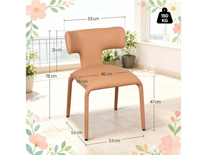  Chaises de bureau lot de 2 à roulettes avec dossier courbé  - assise rembourrée, simili cuir marron clair  - Conforama D
