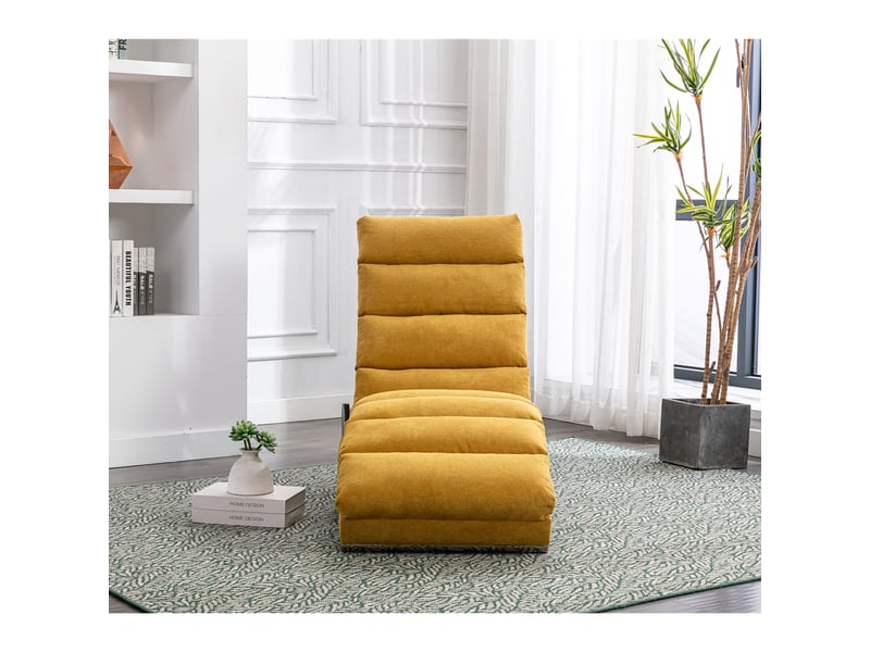Fauteuil relax fixe orange mangue en lin avec vibration douce et poches latérales - Conforama B