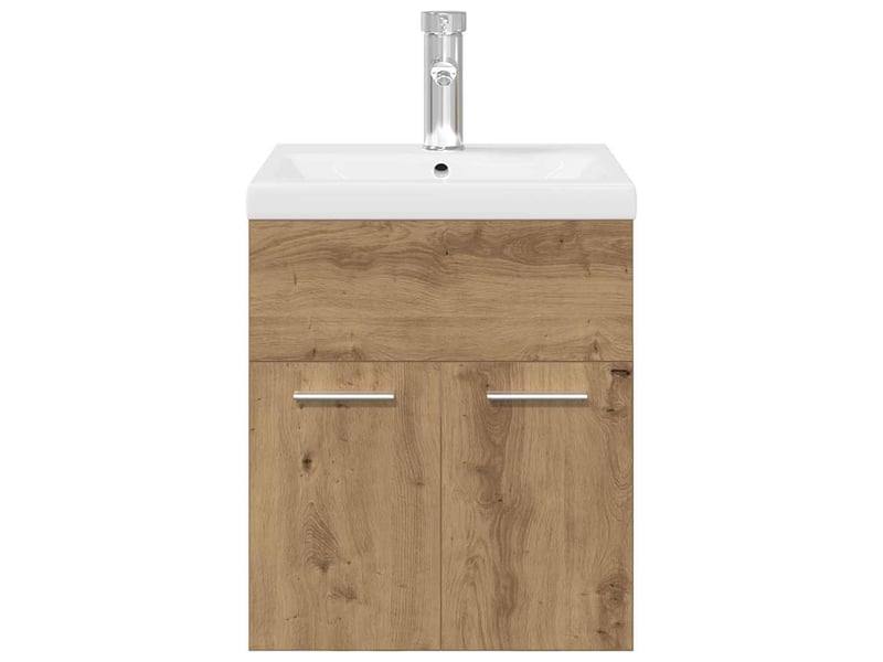 Meuble lavabo avec bassin et robinet intégré, armoire de salle de bains chêne artisanal cf65561 - Conforama E