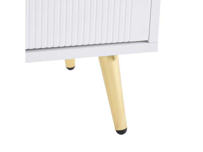  Meuble à chaussures 130x37x100 cm avec 2 tiroirs et 4 portes, moderne, design simple, panneau de particules, blanc  - Conforama E