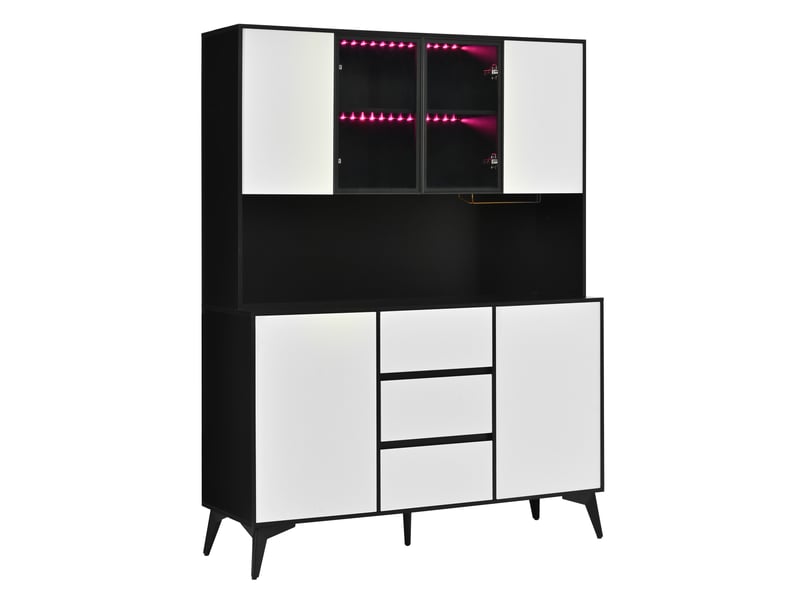  Buffet de cuisine grand format 160x40x120 cm, vaisselier design avec 3 tiroirs centraux et 2 portes latérales mdf  - Conforama E