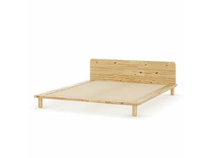 Pack lit 2 places avec tête de lit et matelas 160x200 cm paolo bois naturel
