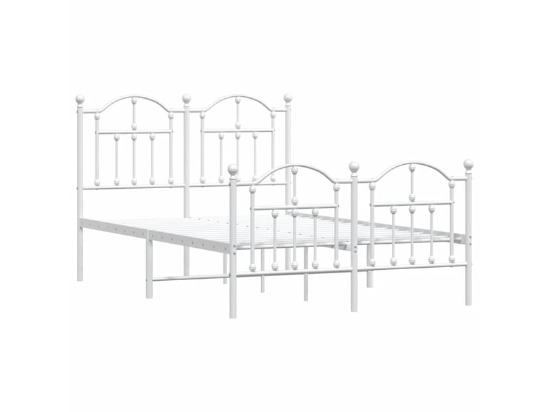  Lit double- lit adulte -  cadre de lit métal sans matelas et pied de lit blanc 120x200 cm  - Conforama B