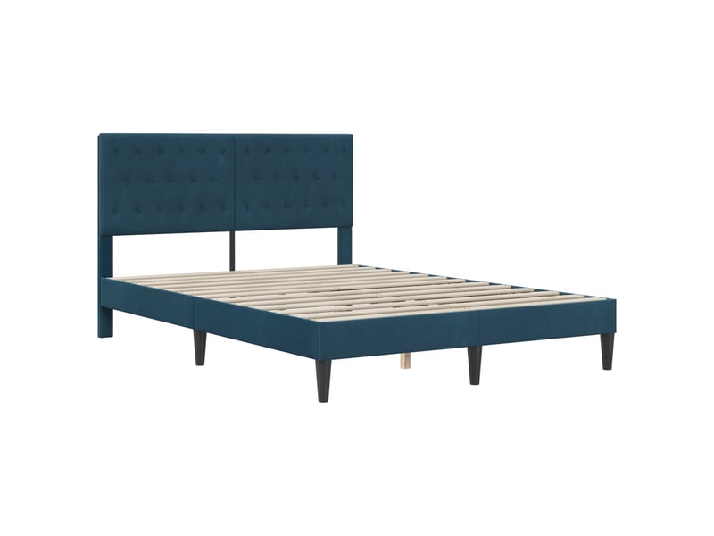 Lit double- lit adulte - cadre de lit avec tête de lit bleu 120 x 190 cm velours - Conforama B