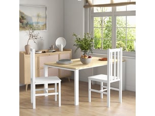 Lot de 2 chaises de salle à manger – chaise de cuisine avec dossier, bois de pin blanc, capacité 120 kg