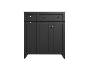 Meuble vasque noir avec lavabo intégré, tiroirs et charnières amorties 76 cm