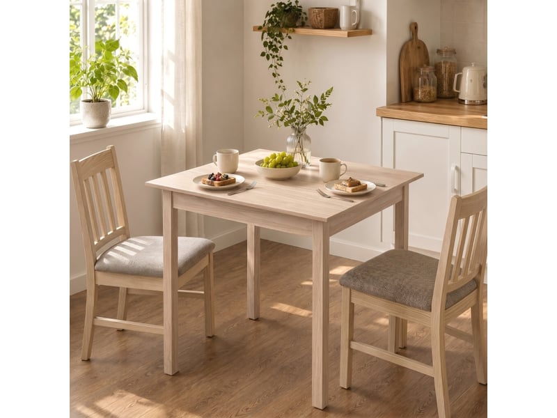  Table de salle à manger pour 2 personnes avec patins antidérapants, style campagne, en pin, naturel, 75 × 75 × 76 cm  - Conforama C