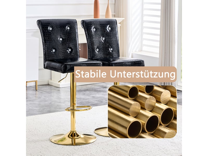  Lot de 2 tabourets de bar réglables,55x42x125 cm,style vintage,pvc,noir  - Conforama E