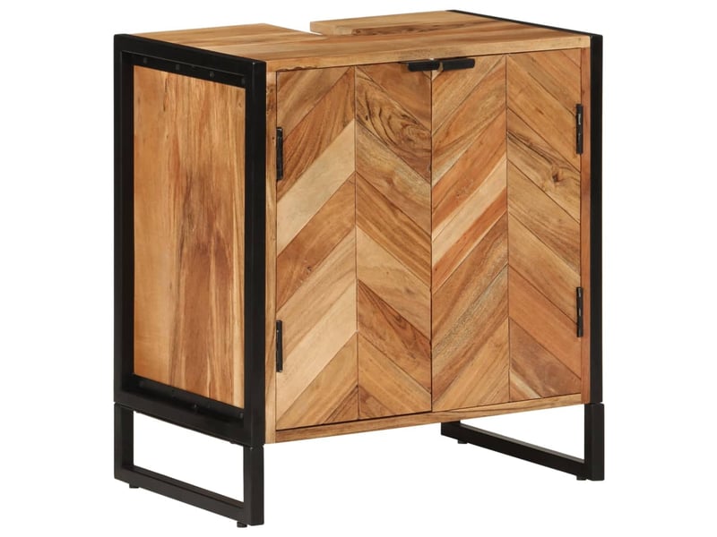 Ensemble de meubles salle de bain 2 pcs fer et bois d'acacia - Conforama E