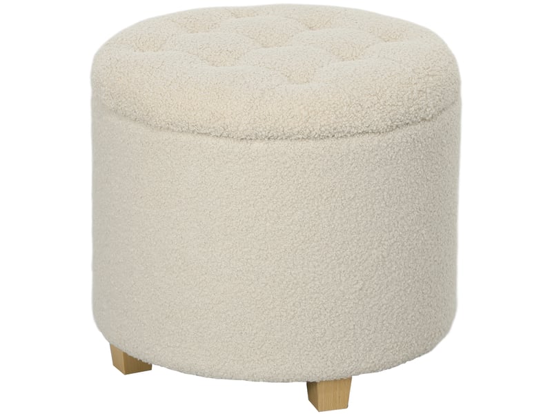  Pouf de rangement 45x45x41 cm avec couvercle bois blanc crème  - Conforama A