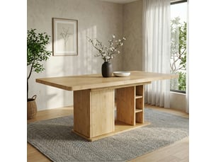 Table à manger extensible, chêne, 140180 × 80 cm, 6-8 personnes, avec rangement, plateau épais, style scandinave