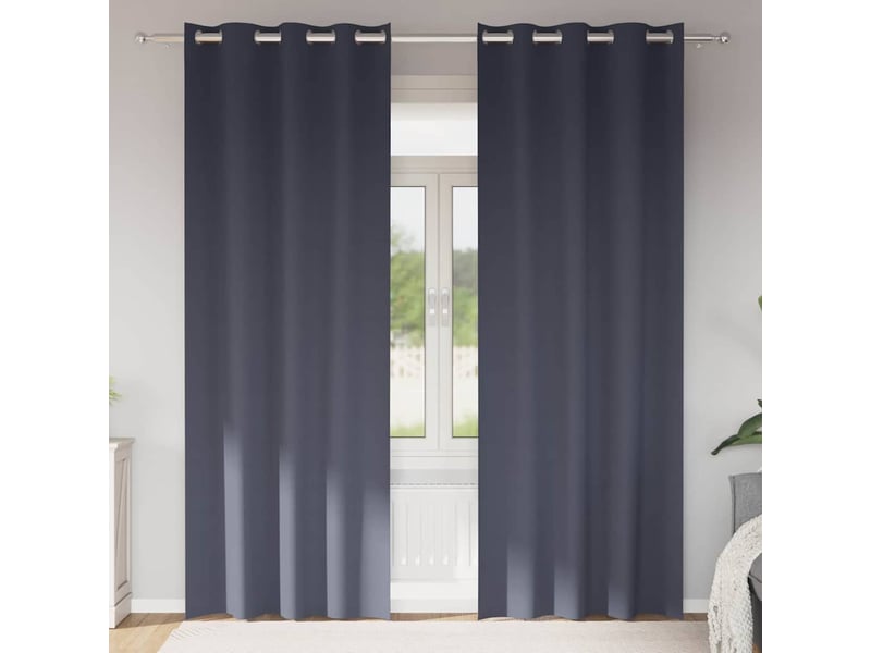 Lot de 2 rideaux occultants, rideaux black-out avec anneaux anthracite 225 x 140 cm cf44550 - Conforama B