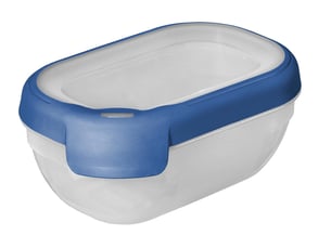 Curver boîte alimentaire rectangulaire multi usage 0,5l en polypropylène 100% recyclé, 15x10x6,5 cm, adapté au micro-ondes, lave-vaisselle, congélateur- bleu