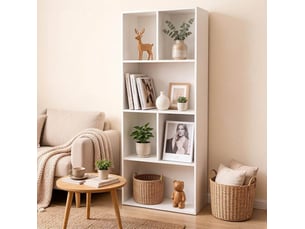 Bibliotheque coloris blanc 6 étagère(s) DESVIAE - 29.2 cm x 118 cm