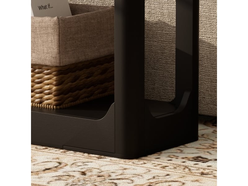 Schwartz table d'appoint courbée 140 cm, rangement double niveau, idéale derrière le canapé, entrée et couloir - Conforama E