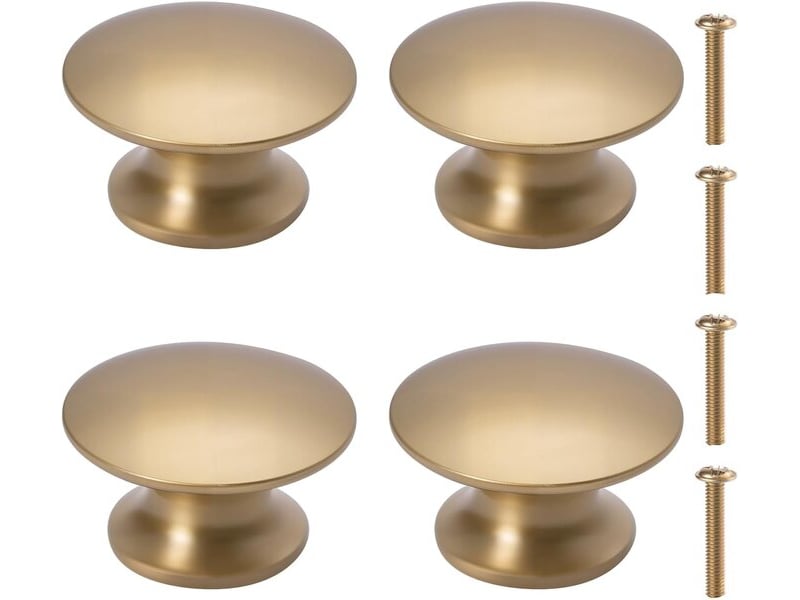  Nakupenda, lot de 4 tireurs pour meubles de couleur dorée, tireurs ronds en laiton, tireurs pour armoires de cuisine, tiroirs, 24,8 x 20 mm  - Conforama E