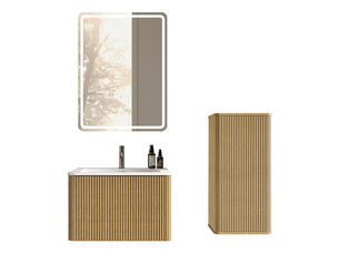 Armoire de salle de bain avec miroir led, meuble sous vasque et colonne, pour salle de bain