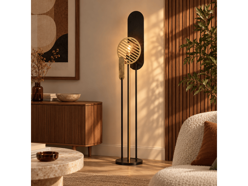  Lampadaire en métal noir et doré h146 cm-totem Totem - Conforama B