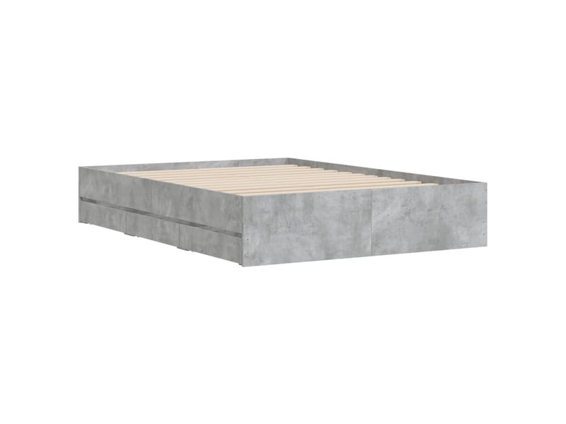  Lit double- lit adulte -  cadre de lit avec tiroirs sans matelas gris béton 135x190 cm  - Conforama C
