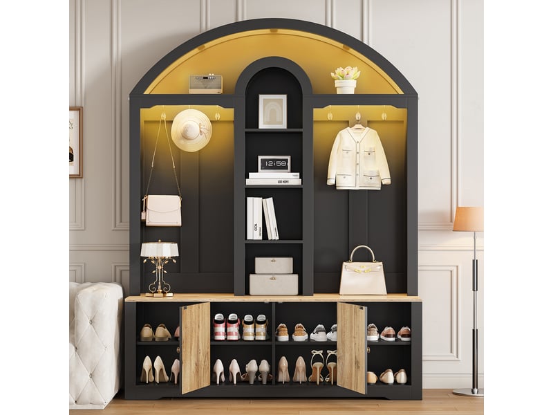 Lit superposé 90x200 cm avec fenêtre et étagères, bandeau led, coffre en bois massif toute hauteur avec barrière de sécurité couleur bois, 140x70 cm - Conforama D