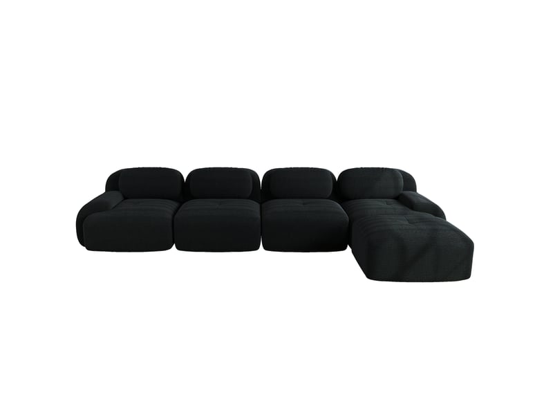  Canapé d'angle modulable 4 places en velours côtelé noir avec méridienne  - Conforama A