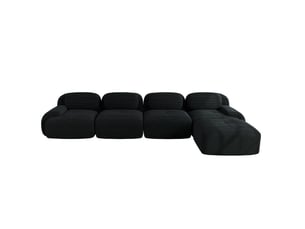 Canapé d'angle modulable 4 places en velours côtelé noir avec méridienne