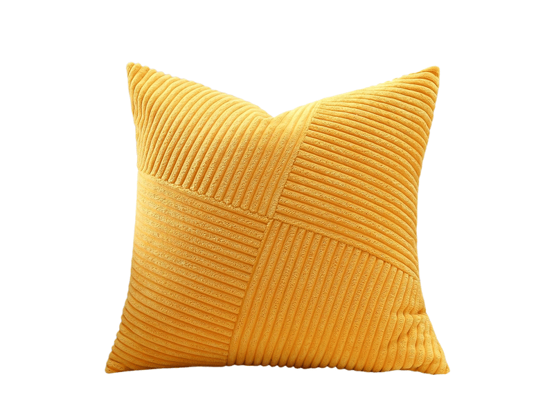  Lot de 1 housse de coussin 40 x 40 cm en velours côtelé, housse coussins patchwork à rayures pinwheel doux taies d'oreiller décoratives pour lit canapé, jaune  - Conforama A