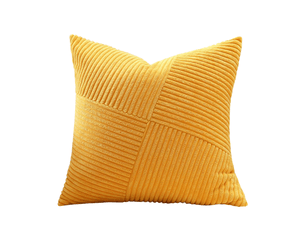 Lot de 1 housse de coussin 40 x 40 cm en velours côtelé, housse coussins patchwork à rayures pinwheel doux taies d'oreiller décoratives pour lit canapé, jaune