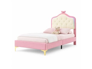 Lit simple 90x200 cm ULQENI   coloris rose