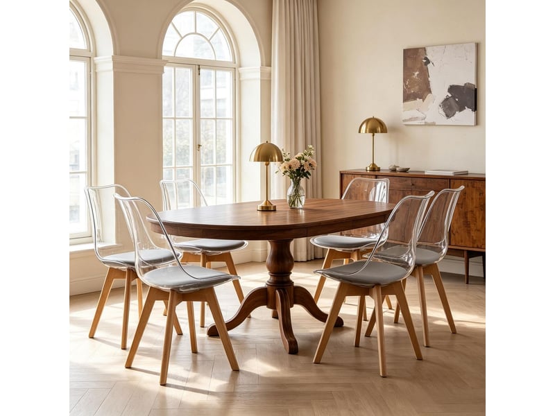 Lot de chaises 6 pièces design moderne structure en bois stable assise confortable look original  - Conforama B