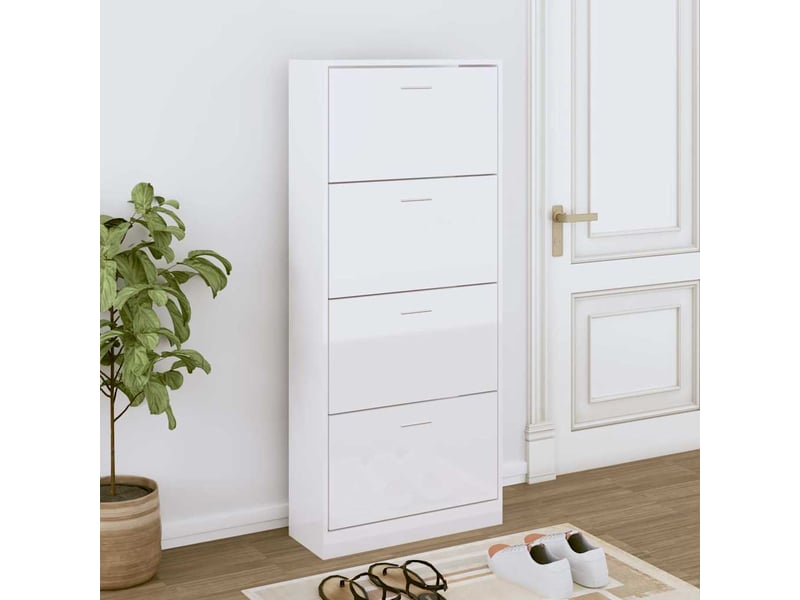  Meuble à chaussure | armoire à chaussure blanc brillant 63x24x147 cm bois ingénierie  - Conforama B