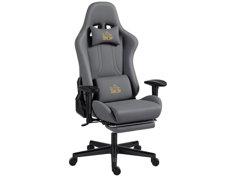  Chaise gaming ergonomique, fauteuil gamer avec accoudoirs 3d 72x76x132cm, gris  - Conforama B