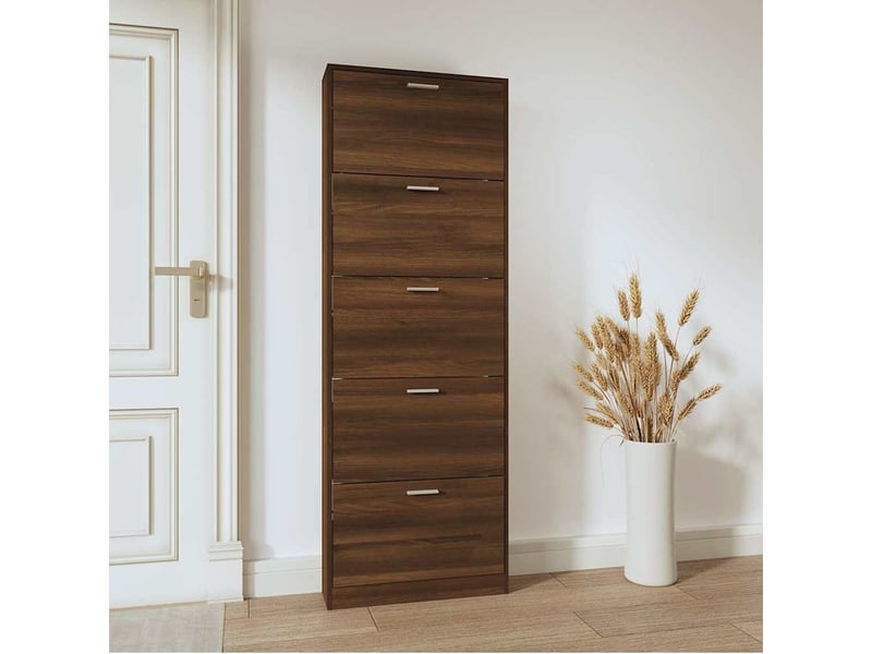  Meuble à chaussure | armoire à chaussures chêne marron 59x17x169cm bois d'ingénierie  - Conforama C