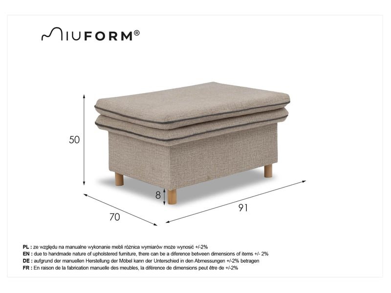  Sam, pouf coffre de rangement, 70x91 cm, rouge brique Sam - Conforama C