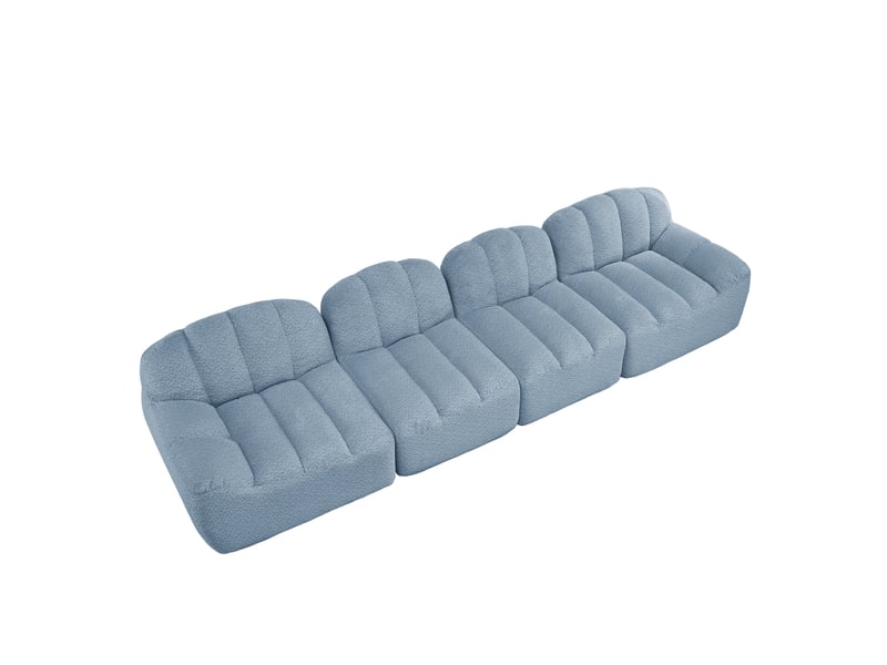  Canapé modulable, canapé 4 places, assise profonde, en tissu, bleu, mousse haute densité  - Conforama B