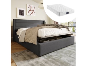 Lit coffre 140x200 cm <strong></strong>  <strong></strong> coloris gris