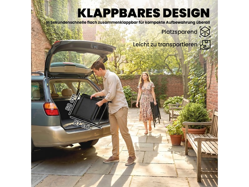  Lot de 2 chaises de jardin pliantes acier et textilène noir 58 x 62 x 97 cm  - Conforama E